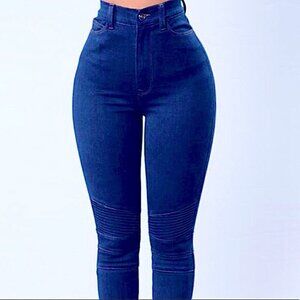 HIGH Waisted Jeans Moto Knees Design Size 9